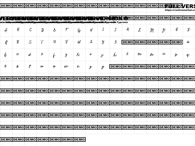 Mendy Regular  glyph index