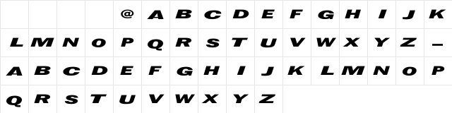 Espionage Regular  glyph index