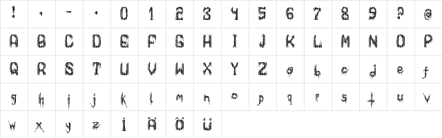 horror23 Regular  glyph index