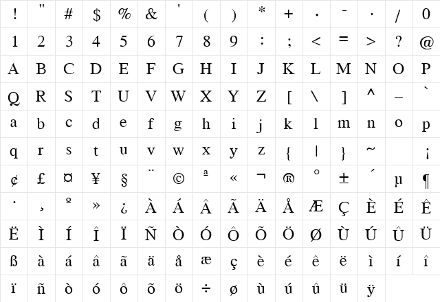 Lords 1 Regular  glyph index