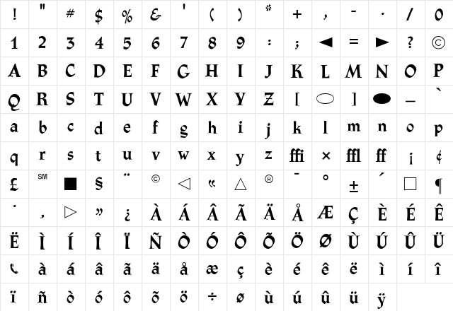 CgAthenaeumBold Medium  glyph index