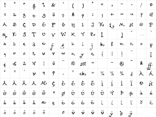 MotionLight Regular  glyph index