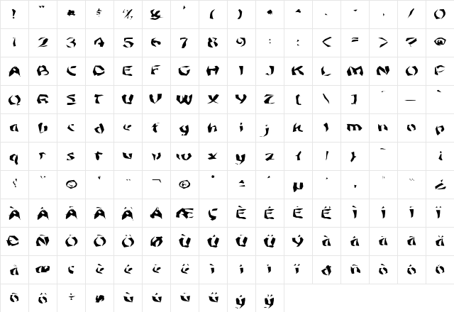FZ WACKY 45 EX Normal  glyph index