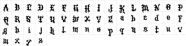 VTKS Tattoo Regular  glyph index