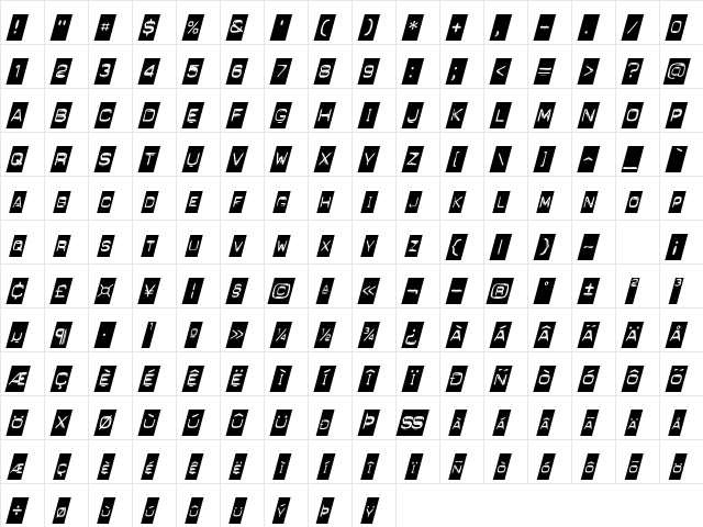 MyStuffSCapsSSK Italic  glyph index