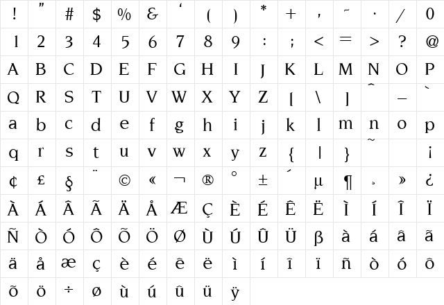 NovemberMedium Normal  glyph index