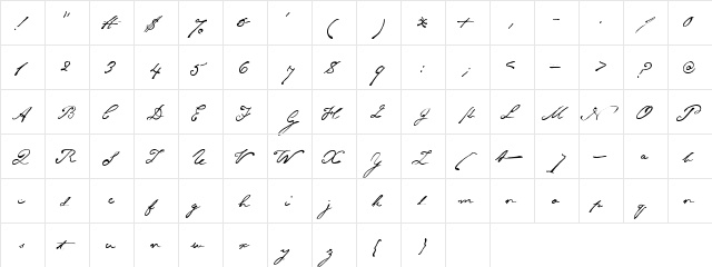 AL Gettysburg Regular  glyph index