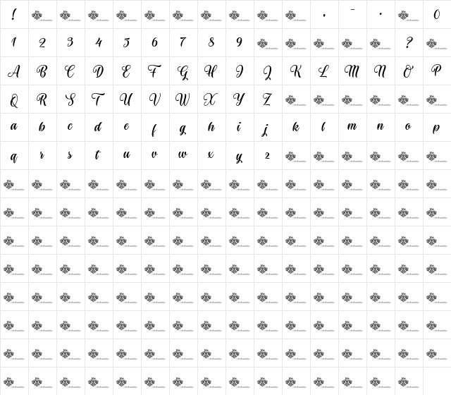 The Mumbai Sticker Demo Regular  glyph index