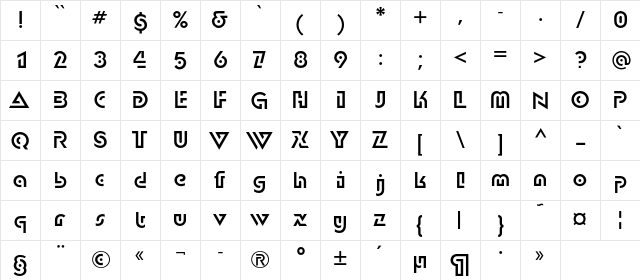 DublonC Regular  glyph index