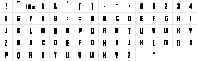 DXS Hess Neobold Regular  glyph index