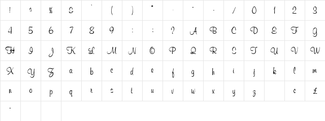 Muriel Regular  glyph index