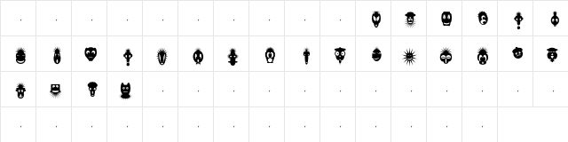 Faces Regular  glyph index