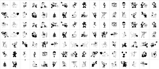 XmasBatzz Regular  glyph index