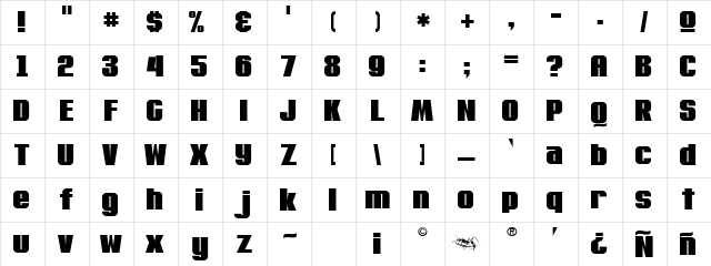 MachaCow Regular  glyph index