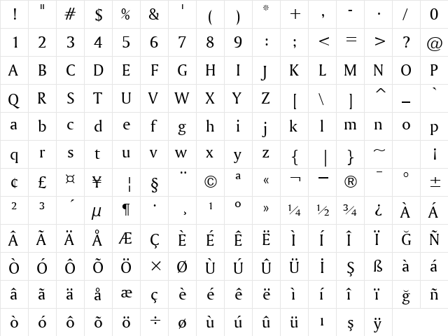 00820 Regular  glyph index