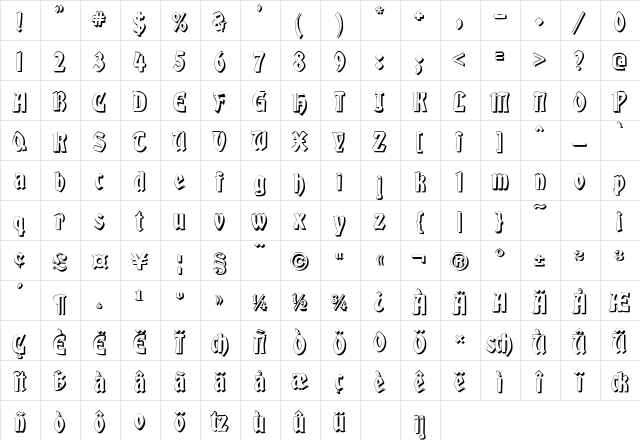 Globus Shadow Medium  glyph index
