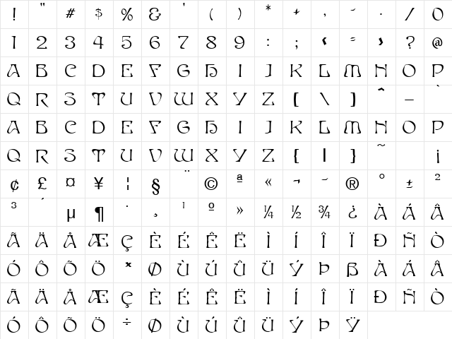 Elves Normal  glyph index