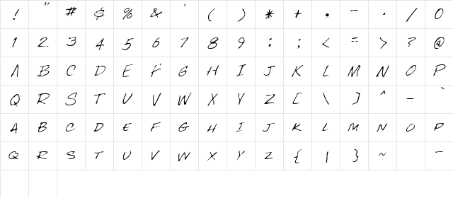 Rocky Regular  glyph index