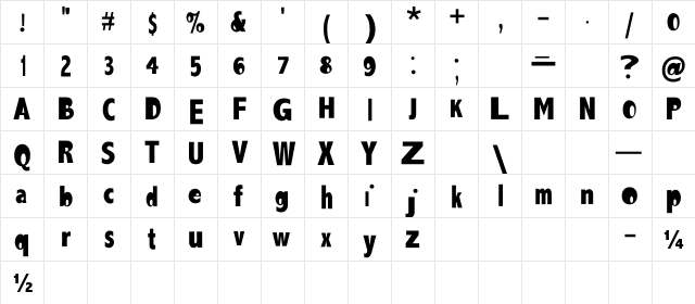 Abadi MT Condensed Extra Bold Regular  glyph index