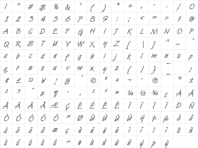 VanDijk10 Becker Regular  glyph index