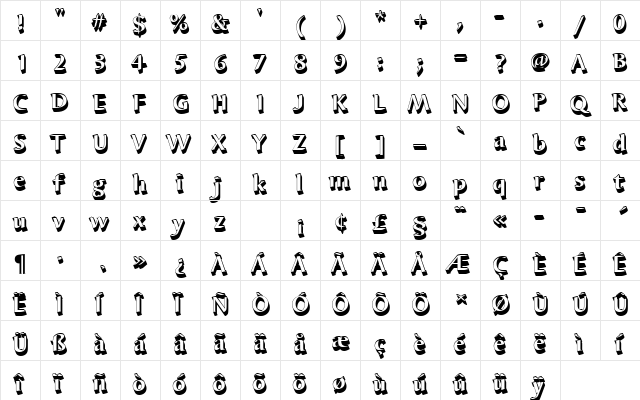 BarbedorTBolSh1 Regular  glyph index