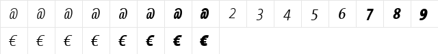 The Sans Mono Con Euro- Italic  glyph index
