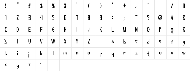KZ WEDNESDAY ALP  glyph index