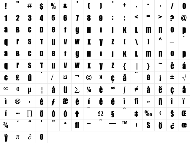 Flip Flop  glyph index