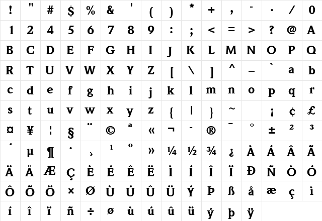 ITC Weidemann Com Black  glyph index