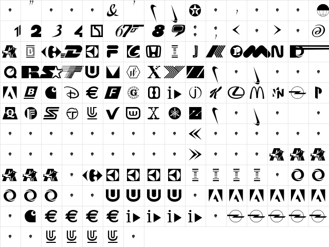 COnsume Regular  glyph index