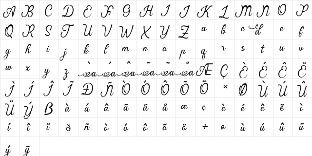 Ardila Regular  glyph index