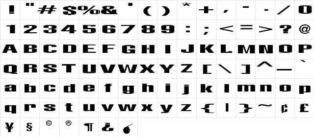 Abens Lied Regular  glyph index