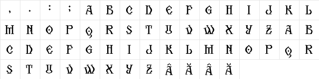 KogaionESS Regular  glyph index