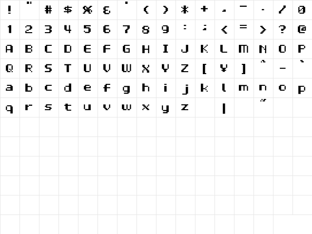 D3 LiteBitMapism Bold Regular  glyph index