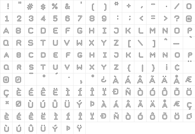 Taurus Mono Outline Regular  glyph index