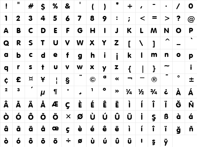 00360 Regular  glyph index