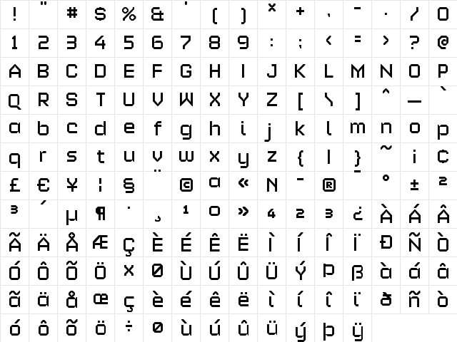 Alloy Regular  glyph index