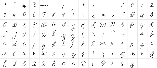 Sunshine In My Soul Regular  glyph index