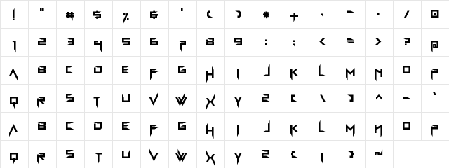 BravAda Arma Regular  glyph index