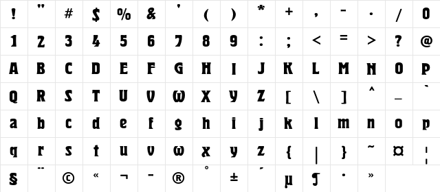 HeroldC Regular  glyph index