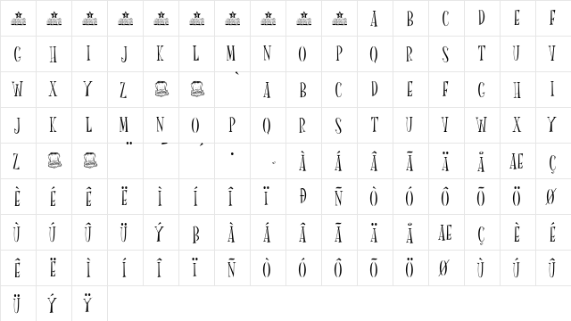 Mr Fink Regular  glyph index