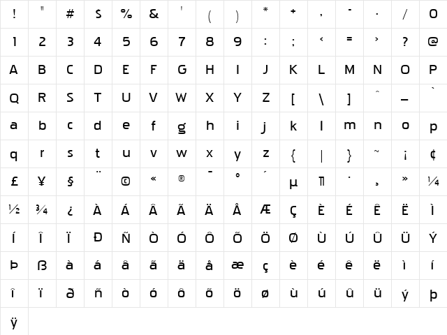 Pakenham Xp Bk Regular  glyph index