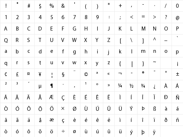 Bahij Myriad Arabic Regular  glyph index