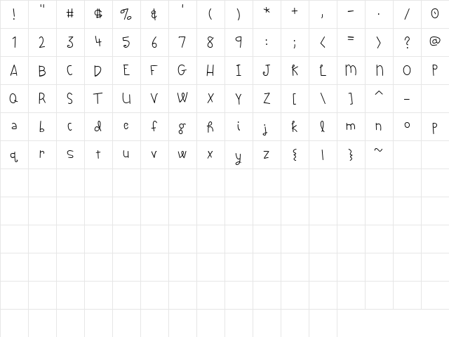 CK Fresh Regular  glyph index
