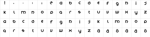 New Regular  glyph index