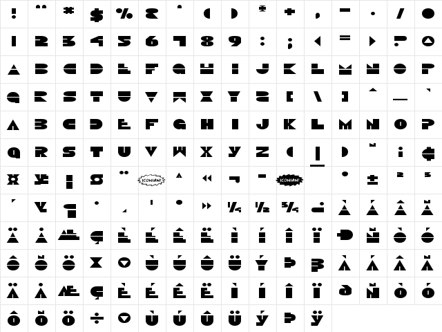 Disco Duck Expanded Expanded  glyph index