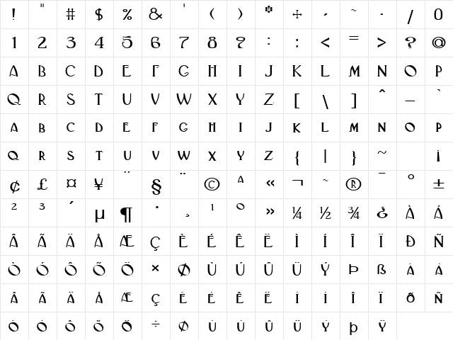 Deco-Extended Normal  glyph index