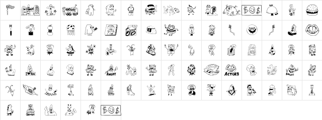 SpongeBoB Painting Regular  glyph index