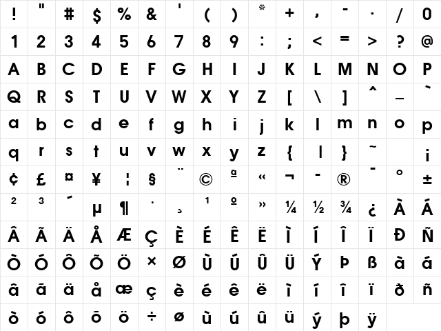 Atlanta Demi  glyph index