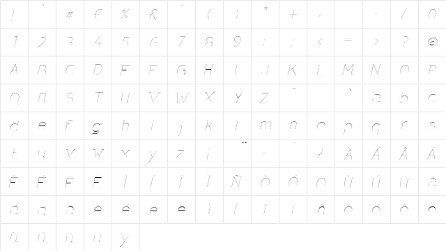 DNNR LightItalic  glyph index